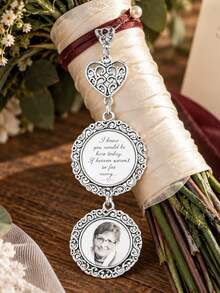 Wedding Bouquet Commemorative Photo Pendant, Silver Keepsake - Multicolor - View 5
