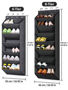 Over-The-Door Shoe Organizer (6-Tier/8-Tier) – Space-Saving Hanging Shoe Rack Suitable For Doors Or Walls; Features High-Capacity, Deep Pockets (Options Ranging From 6 To 16 Pockets). Ideal For Apartments And Dormitories; A Great Holiday Gift. - Multicolor - View 10