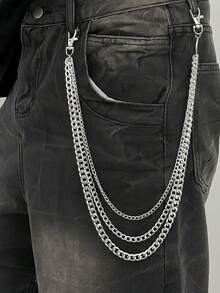 1pc Minimalist Multi-Layer Pant Chain, Street Hip-Hop Punk Accessory - Multicolor - View 7