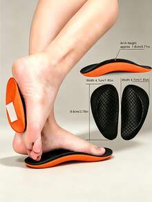 1/2/3Pairs Arch Support Sports Foot Pad EVA Arch Support Half Insoles For Men And Women - Orange - View 2