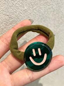 Women's Multi-Color Vintage Transparent Smiling Face Hair Scrunchie, Soft Elastic Hair Band, Home Hair Accessory, Suitable For Vacation, Travel, Festival, Birthday - Multicolor - View 8