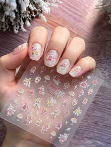 1 Sheet Jelly Shell Light Christmas Ice Cream Nail Stickers, Shiny Cute Girly Self Adhesive Nail Art Decorations - Multicolor - View 1