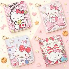 Mesuca Cute PU Leather Mini Zipper Wallet, Kawaii Cartoon Print, Pink Multi Rectangular Purse Coin Card Holder, Girls Birthday Gift For Daily Use - Multicolor - View 1