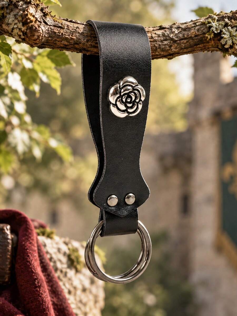 1pc PU Leather Double Ring Rose Skirt Clip For Renaissance Medieval Viking Belts For Renaissance Faire LARP Cosplay Costumes Halloween - ZSJ - View 1