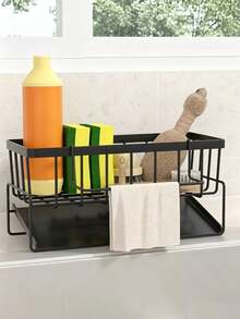 Minimalist Automatic Tilting Drain Tray Sink Organizer Rack, Suitable For Women, Men And Home Cooks, Dish Drying Rack, Can Hold Sponge, Brush And Soap, Essential Minimalist Kitchen Home Storage Accessory - Multicolor - View 6