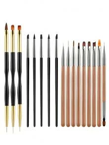 17Pcs Nail Art Brush Set, Multi Function Nail Painting Pens For Liner Drawing Flower Carving And Color Application - Multicolor - View 9