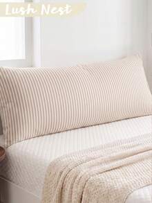 1 buah Sarung Bantal Panjang Motif Digital Garis-Garis Halus Warna Khaki Muda (Tanpa Isian), Serat Poliester yang Nyaman dan Bernapas, Cocok untuk Semua Musim, Digunakan di Kamar Tidur, Dekorasi Rumah, Serbaguna, Segar dan Menawan untuk Penggunaan Sehari-hari - MultiWarna - View 1