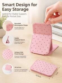1/2pcs Polka Dot Mini Foldable Makeup Mirror With Stand, Rectangular Portable Desktop Makeup Mirror, Minimalist Style, Pink/Green/White/Black, Suitable For Travel And Daily Use, Back To School Essential, Ideal Gift For Friends, Family And Teachers - Multicolor - View 7