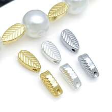 3pcs 18K Gold Plated Leaf Spacer Beads Textured Leaf Beads For DIY Bracelet Necklace Earrings Handmade Jewelry Making Craft Accessories - Multicolor - View 3