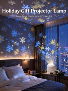 1pc LED Snowflake Projection Night Light, Dynamic Projection Lamp, USB Powered Adjustable Atmosphere Light, Suitable For Living Room And Game Room Decoration, Snowflake Theme Projection Light, Wall Rotating Decoration, 360° Rotating Dynamic Pattern Light & Shadow Decoration, Lighting, Lamp, Bedroom Lighting, Birthday, Party, Photography Lighting, Bulb, Christmas, Snowflake, Light, Projector, Suitable For Ceiling, House, Room, College, Holiday, Living Room, Bedroom, Event - Dynamic Projector Light - View 8
