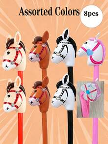 1/3/4/5/6 piezas Palo de caballo inflable de PVC, cabeza de animal de dibujos animados con vara larga, accesorio para juegos de fiesta y escenario - Multicolor - Ver 20