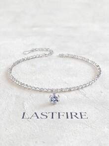 1pc Moissanite Classic Style 1CT 6-Prong Tennis Bracelet, Suitable For Women To Wear At Parties And Weddings - Classic Six-prong Moissanite Bracelet - View 2