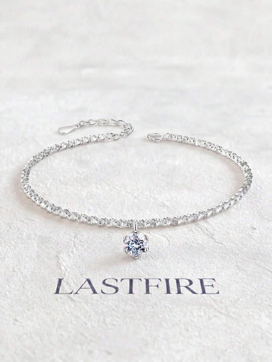 1pc Moissanite Classic Style 1CT 6-Prong Tennis Bracelet, Suitable For Women To Wear At Parties And Weddings