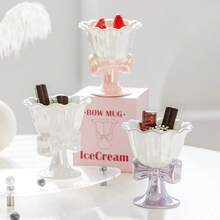 High-Value Bowknot Ceramic High Foot Goblet, Ice Cream Jelly Cup, Champagne Sweet Wine Cocktail Coffee Cup, Festival Gift Tableware - Multicolor - View 5