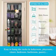2Pcs MultiPocket 24 Pockets Oxford Mesh Over Door Shoe Organizer Sturdy Hanging Closet Storage Space Saving Shoe Rack Holder For Apartment Dorm Room Organization Holiday Season Gift Black - Multicolor - View 10