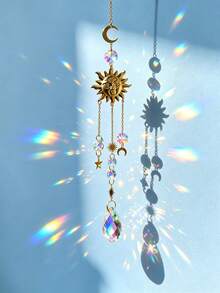 1pc Sun & Moon Decor Wall Hanging, Modern Artificial Crystal Hanging Decoration For Home Wall Decoration - Multicolor - View 5