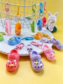5pcs Colorful Mini Slipper-Shaped Keychains, Creative Resin Colorful Mini Clog Keychain Set, Available In Multiple Colors, Suitable For Men's And Women's Bags, Backpacks, And Keychains, A Great Gift For Girls And Ladies. - Multicolor - View 5