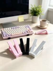 Desktop Keyboard Lift Stand, Black, White, Pink 3 Colors Optional, Ergonomic Tilted Design, Reduces Wrist Pressure During Long Typing, Compatible With Most Keyboards, Practical Desktop Tool For Office And Gaming - Riser - View 1