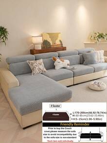 1pc Luxury Chenille Sofa Cushion Cover, Bubble Texture Neutral Color Sofa Cover, Soft And Comfortable Home Decor, Suitable For Living Room, Non-Slip Bottom, Pet-Friendly, Machine Washable, Fits 1/2/3/4 Seater Sofa - Light Grey - View 14