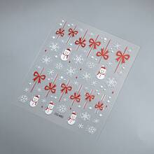 1 Sheet Christmas 3D Embossed Nail Stickers, Snowman Red Bow White Snowflake Self-Adhesive Nail Decals, Xmas DIY Manicure Decor - Multicolor - View 9