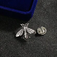1pc Vintage Style Old Gold & Silver Bee Brooch, Anti-Exposure Buckle, Metal Small Pin, Cardigan Shawl Button, Suit Badge - Multicolor - View 6