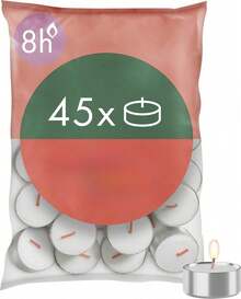 45-Pack White Tea Lights Made From Natural Plant Wax, Long-Lasting With Up To 8 Hours Burn Time, Versatile Decorative Candles For Table Settings, Parties, Weddings, And Living Rooms - 45pcs - View 7