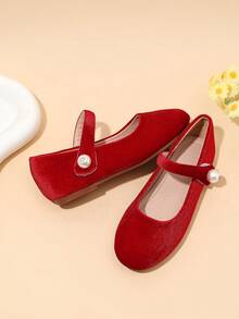1 Pair Sweet Flat Children's Shoes For Spring And Summer - Red - View 3