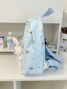 Cartoon Cute Rabbit Plush Backpack, Girly Student School Bag, Kindergarten Backpack For School, Travel, Outings, Lightweight Small Backpack, Casual Storage Small Bag - A - View 8