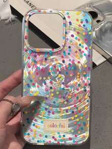 1pc Laser Swirl Ins Korean Style Colorful Polka Dot Phone Case Compatible With Iphone 18 Pro Max/18 Pro/17 Pro Max/17 Pro/17/16 Pro/16/16 Pro Max/15 Pro/15 Pro Max/IMD Printed 14 Pro/14 Pro Max/14/13 Pro Max/13 Pro/13/12 Pro Max/11 Protective Cover, Unique Non-Clashing Cartoon Girly Design, Smooth Texture, Popular Holiday, Birthday, Halloween Gift - Multicolor - View 2