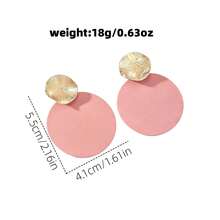 Vintage Gold Sun Pattern Earring Base Matte Green Oval Long Dangle Earrings Women's Vacation Style Exaggerated Earrings - Multicolor - View 3