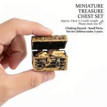 1 Set Miniature Pirate Treasure Chest With Metal Golden Bars, Resin Fish Tank Ornament & Aquarium Landscape Decor, DIY Diorama Desktop Scene Layout,Gift For Adult - A - View 2