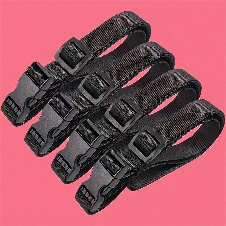 4pcs Nylon Belts, Adjustable Non-Elastic Elastic Rope, Buckle Multi-Purpose Fixing Straps, Suitable For Travel And Cargo Securing - Multi-color - View 1