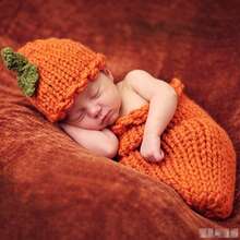 Newborn Photography Fashion Cute Halloween Pumpkins Hat Crochet Knitted Photography Outfit Set - Multicolor - View 1