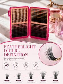 Set Bulu Mata Palsu Campuran Desliy, Kit Ekstensi Bulu Mata Lengkap dengan Perekat, Penyegel, Penghapus, dan Pinset, Bulu Mata Palsu Halus dan Lembut Lengkung D 8-16mm, Efek Riasan Berkualitas Salon DIY - Rose Red - View 3