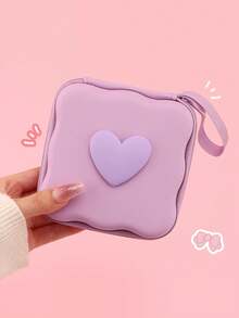 Cute Square Wavy Large Capacity Cable Organizer Bag, Suitable For CCD Camera, Charger And Earphones, Portable Travel Digital Storage Box, Solid Color - Multicolor - View 7