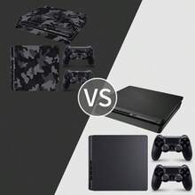 Dark Gray Camouflage Pattern Vinyl Sticker Set Compatible With PS4 Slim, Full Set Includes Console Sticker + 2 Controller Stickers, Premium PVC Material, Scratch-Resistant And Wear-Resistant, Removable Without Residue Game Console Decorative Film - View 9