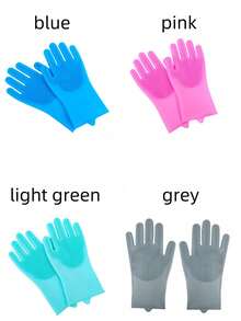 Pet Grooming Gloves For Dogs & Cats, Silicone Bathing & Shampooing Gloves, Pet Hair Removal Scrubber For Massage, Grooming & Cleaning - Multicolor - View 10