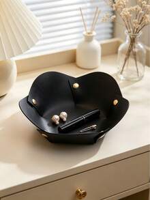 1Pc Multi-Color Solid Leather Trinket Tray, Minimalist Modern Style Flower Shaped Storage Tray, Multi-Purpose Desktop Organizer For Home Bedroom & Vanity Daily Storage,Shower Curtain For Bathroom,Shower Curtains - Multicolor - View 5