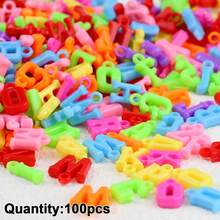 100pcs Mixed Color Electroplated Acrylic Letter Beads, Random Assortment, Handmade DIY Jewelry Making Accessories - English Letter Pendant - View 12