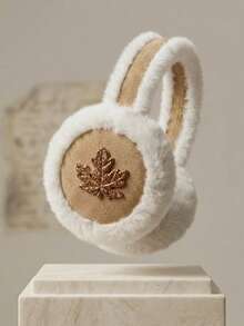 1pc Children's Autumn/Winter Leaf Pattern Thermal Lined Thick Ear Muffs, Warm And Cold-Proof Ear Covers - Multicolor - View 3