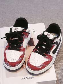 1 Pasang Sepatu Sneakers Kasual Anak-Anak Motif Kartun dengan Sol Lembut dan Perekat, Anti Selip, Unisex, Musim Semi/Musim Gugur - Burgundy - View 4