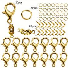 80pcs Lobster Clasp/Bag Clasp/Jump Ring Combination Set, Includes 20pcs Lobster Clasp, 20pcs Bag Clasp And 40pcs Jump Ring, Suitable For Jewelry Making, Beading, Spacer Connector, Necklace Closure - Lobster Clasp & Button & Jump Ring - View 11