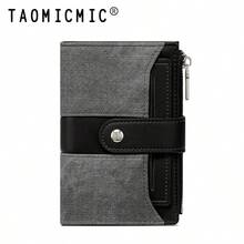 Women's Patchwork Textured PU Wallet, Snap Closure Multi-Card Slot Zipper Coin Purse, Compact Wallet For Daily Use - Multicolor - View 9