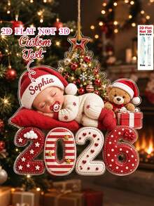 Personalized "First Christmas" Ornament -- 2026 Customizable Name Ornament -- Christmas Keepsake -- New Parents Gift -- Holiday Decoration/Hanging Ornament - Multicolor - View 3