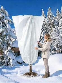 Adjustable Frost Cover For Shrubs, Flowers And Trees, Thickened Non-Woven Fabric Material, Drawstring Closure, Cold-Resistant Winter Plant Cover, Suitable For Yard And Outdoor Use In Low Temperature Weather - Multicolor - View 8