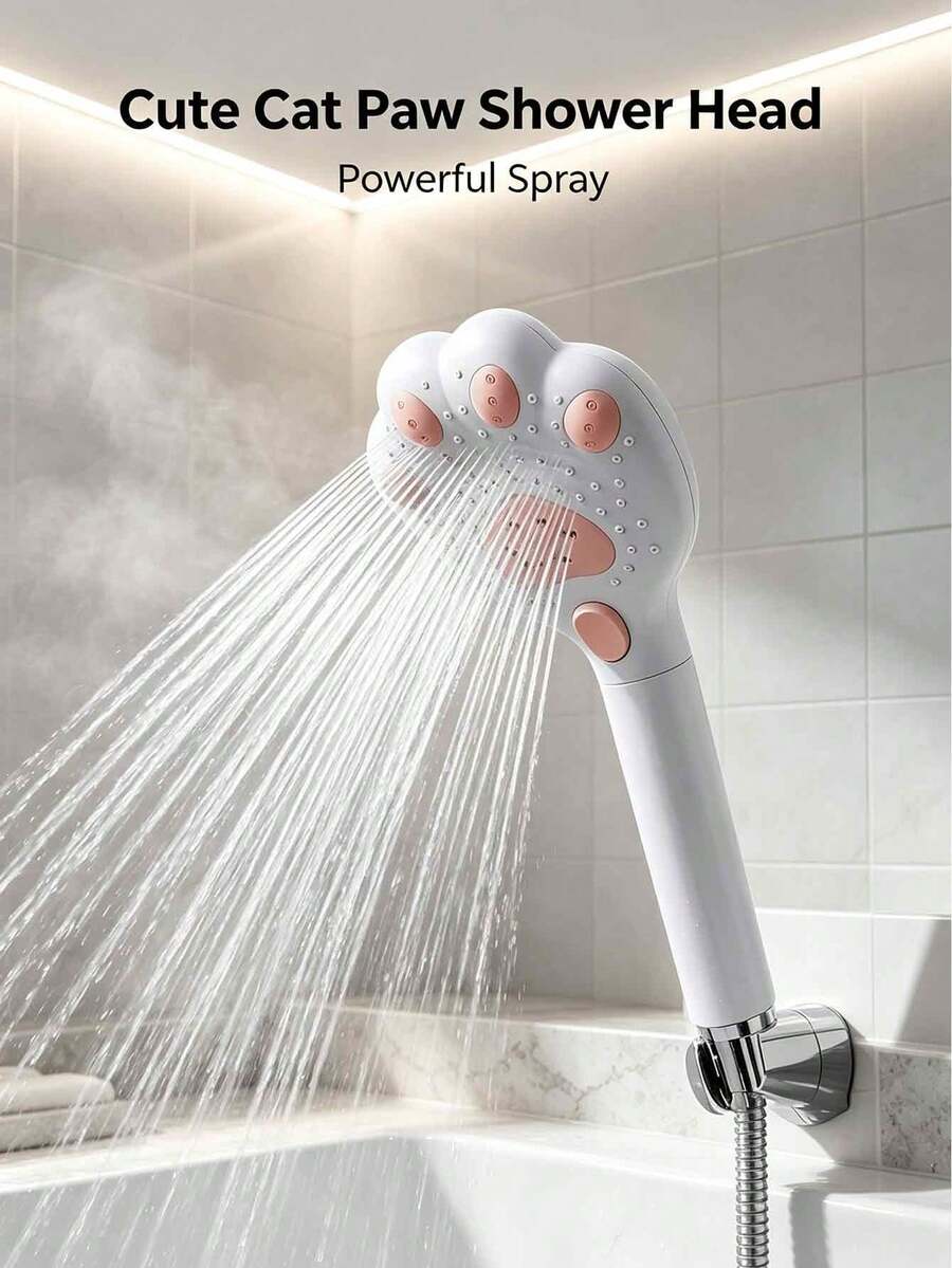 1pc Adjustable Handheld Claw-Shaped Shower Head, Wall-Mounted High Water Flow Powerful Rain Shower, Plastic Material, Wall-Mounted, Brings Refreshing Bathing Experience, Bathroom Accessories Bathroom Tools - Multicolor - View 1