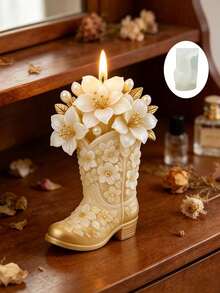 Resin Silicone Mold "Dreamy Floral Boot Mold, Featuring Exquisite Boot Shape And Floral Decoration - Easy To Demold And Clean, Reusable For Making Aromatherapy Candles/Resin Decor/Plaster Crafts - Flower Shoe Mold - View 4
