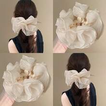 Face-Slimming Extra Large Scrunchie For Women, 2026 New Style Premium Pleated Mesh Hair Tie Elastic Band - Multicolor - View 5