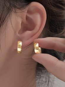 1 Pair Copper Earrings For Women Gold Color Small Hoop Earrings Piercing Wedding Jewelry Gift For Valentine's Day - Gold - View 3