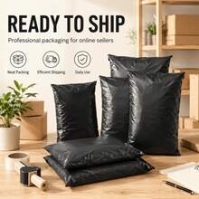 100PCS Black PE Polyethylene Mailing Bags, Self-Adhesive Courier Bags, Shipping Bags, Gift Bags, Envelope Bags, Suitable For Mailing And Packaging Clothes And Jewelry - Black - View 1